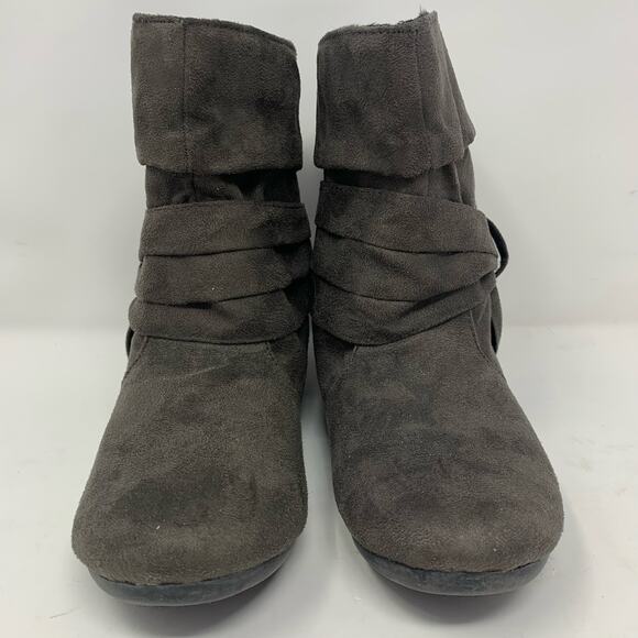 Bongo REID Slouchy Ankle Boots Size 5 Brown Side Tie Faux Suede Booties Boho Y2K - Picture 6 of 12